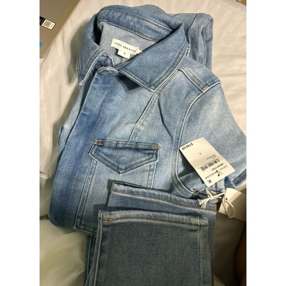 GOOD AMERICAN Fit For Success Stretch Denim Jumpsuit small NWT - Picture 1 of 7